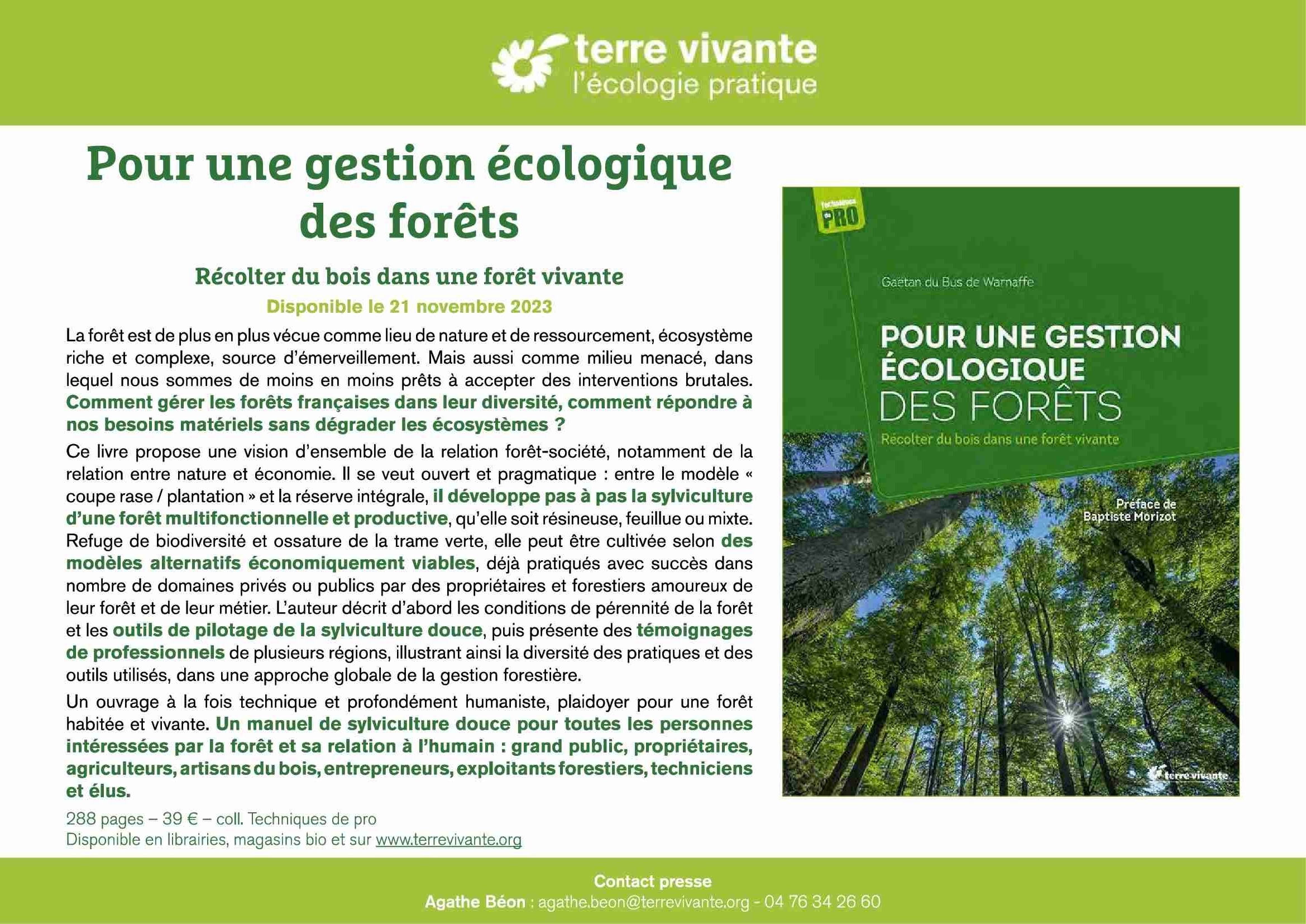 Archivé: Gaétan Dubus dialogue autour de son livre : Pour une gestion écologique des forêts